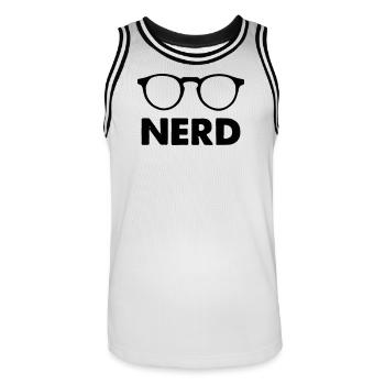 Nerd des lunettes - Maillot de basket Homme - blanc/noir - Devant - AI Model Male 185 dark (185cm)