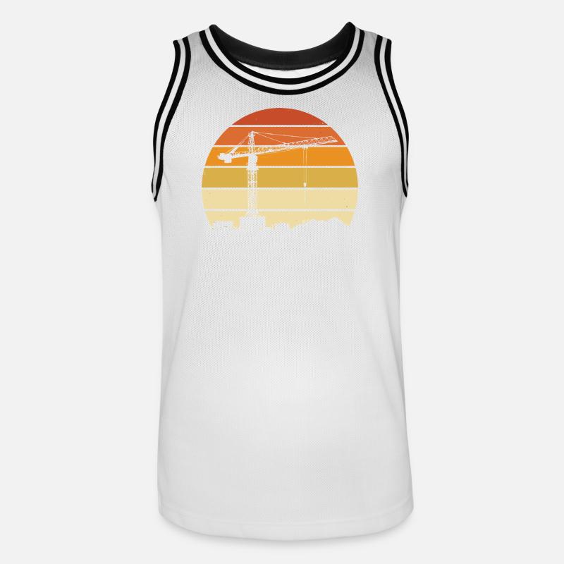 Kranführer Retro Design – Baustelle & Baukran - Männer Basketball-Trikot - Weiß/Schwarz