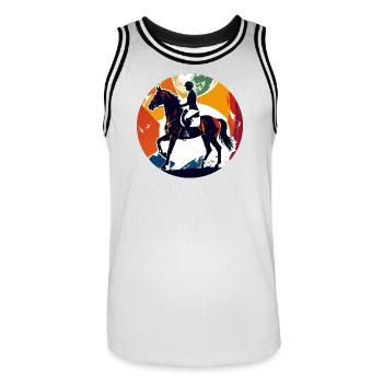 Silhouette équestre Belle Silhouette équestre - Maillot de basket Homme - blanc/noir - Devant - AI Model Male 185 dark (185cm)