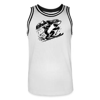 Ski Shark - Männer Basketball-Trikot - Weiß/Schwarz - Vorne - AI Model Male 185 dark (185cm)