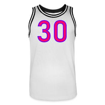 30. 30 ANS. 30e ANNIVERSAIRE. ANNIVERSAIRE 30 ANS. - Maillot de basket Homme - blanc/noir - Devant - AI Model Male 185 dark (185cm)
