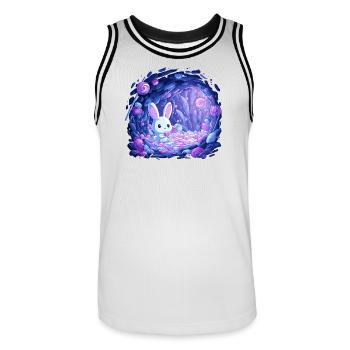 Zuckerhöhle Hase im Bonbonlicht - Männer Basketball-Trikot - Weiß/Schwarz - Vorne - AI Model Male 185 dark (185cm)
