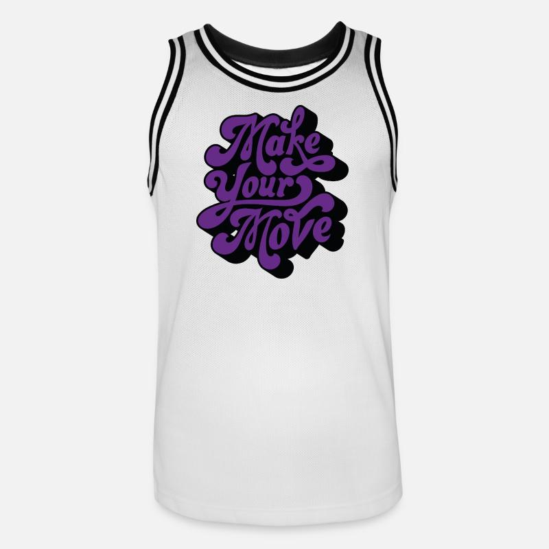 Make Your Move Retro Script - Men's Basketball Jersey - white/black