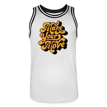 Script rétro de Faire ton Coup - Maillot de basket Homme - blanc/noir - Devant - AI Model Male 185 dark (185cm)