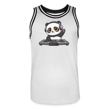 Panda DJ Tanzen Techno Musik Auflegen Party - Männer Basketball-Trikot - Weiß/Schwarz - Vorne - AI Model Male 185 dark (185cm)