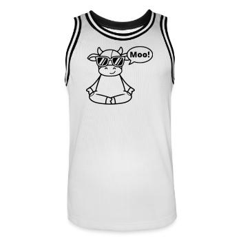 Yoga Cow Meditation Moo Comic Vector - Men's Basketball Jersey - white/black - Front - AI Model Male 185 dark (185cm)