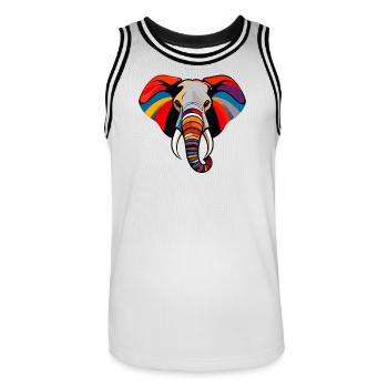 Bunter Elefantenkopf Kunst Pop Art Elefant Motiv - Männer Basketball-Trikot - Weiß/Schwarz - Vorne - AI Model Male 185 dark (185cm)
