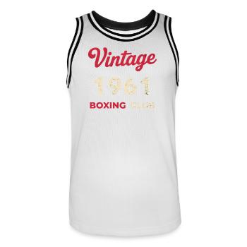 Vintage 1961 – Année de naissance rétro du Boxing Club - Maillot de basket Homme - blanc/noir - Devant - AI Model Male 185 dark (185cm)