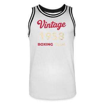 Vintage 1958 – Boxing Club Retro Geburtsjahr - Männer Basketball-Trikot - Weiß/Schwarz - Vorne - AI Model Male 185 dark (185cm)