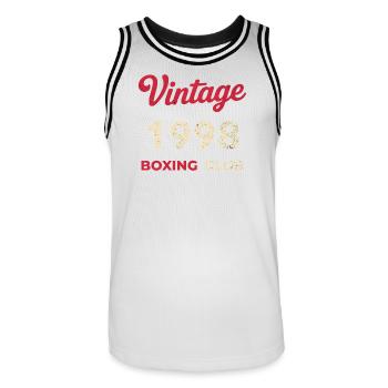 Vintage 1998 – Boxing Club Retro Birth Year - Men's Basketball Jersey - white/black - Front - AI Model Male 185 dark (185cm)