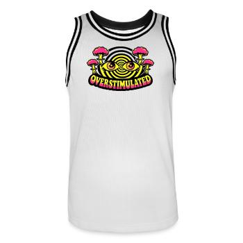 Overstimulated Psychedelic Eyes - Men's Basketball Jersey - white/black - Front - AI Model Male 185 dark (185cm)
