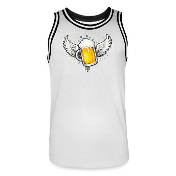 Beer mug with wings – cool fun motif - Men's Basketball Jersey - white/black - Front - AI Model Male 185 dark (185cm)