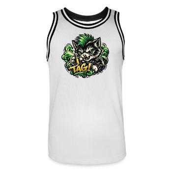 Aggressive Cat Graffiti - Men's Basketball Jersey - white/black - Front - AI Model Male 185 dark (185cm)