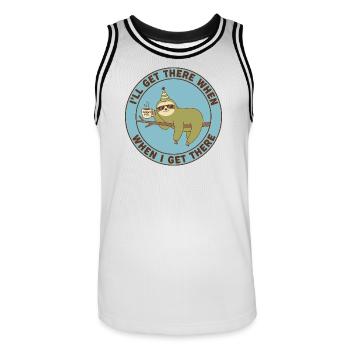 Sloth Monday Fuel Casual - Men's Basketball Jersey - white/black - Front - AI Model Male 185 dark (185cm)