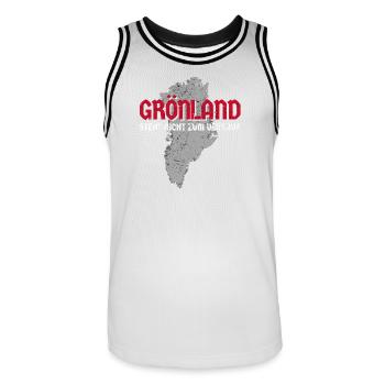 Groenland Non à vendre - Maillot de basket Homme - blanc/noir - Devant - AI Model Male 185 dark (185cm)
