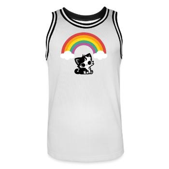 Goth Cat under the Rainbow Motif - Men's Basketball Jersey - white/black - Front - AI Model Male 185 dark (185cm)