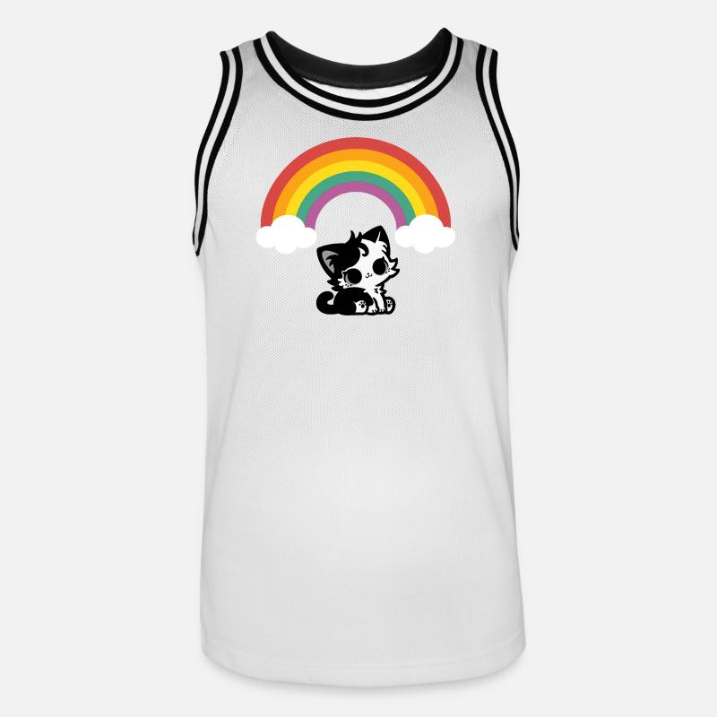 Goth Katze unterm Regenbogen Motiv - Männer Basketball-Trikot - Weiß/Schwarz