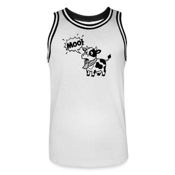 Witzige Kuh Moo Comic Sprechblase - Männer Basketball-Trikot - Weiß/Schwarz - Vorne - AI Model Male 185 dark (185cm)