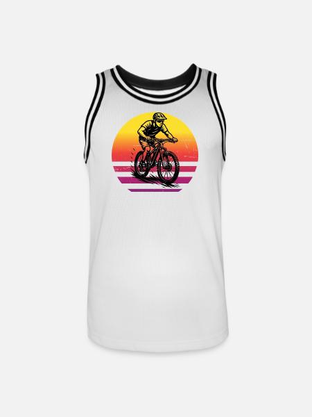 Iconic mountain bike motif - Men's Basketball Jersey - white/black