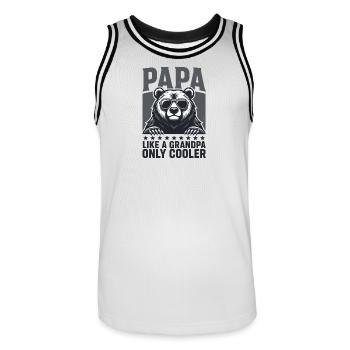 Papa Ours Cool avec des lunettes de soleil - Cadeau grand-père - Maillot de basket Homme - blanc/noir - Devant - AI Model Male 185 dark (185cm)