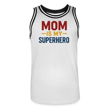 Mom Superhero — Bold Typography - Men's Basketball Jersey - white/black - Front - AI Model Male 185 dark (185cm)