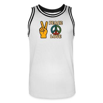 Peace and Love Icon Friedens-Tee - Männer Basketball-Trikot - Weiß/Schwarz - Vorne - AI Model Male 185 dark (185cm)