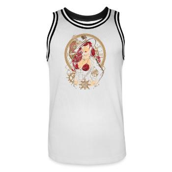 Steam Punk Schöne Frauen Steampunk - Männer Basketball-Trikot - Weiß/Schwarz - Vorne - AI Model Male 185 dark (185cm)