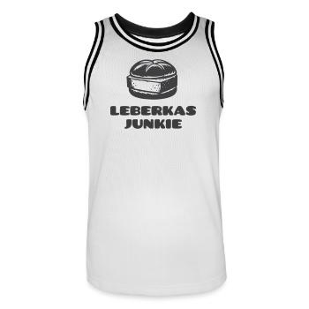 Leberkäs Junkie - Un scheim de est Pflicht ! - Maillot de basket Homme - blanc/noir - Devant - AI Model Male 185 dark (185cm)