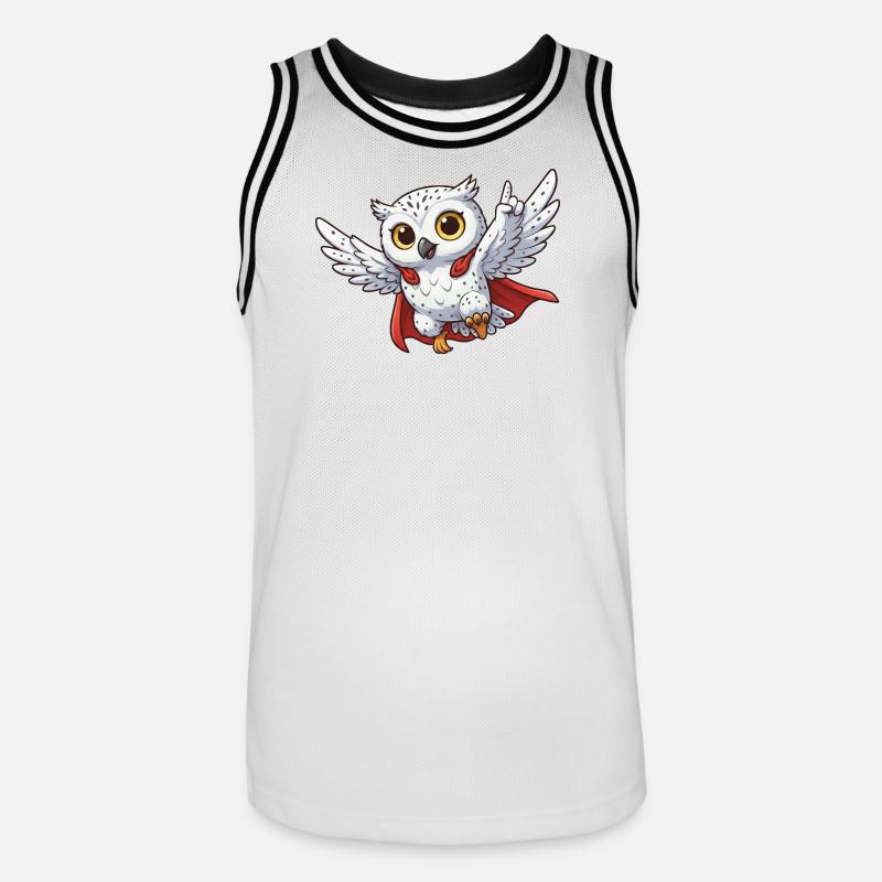 Coole Eule Motivationssprüche Held Schneeeule - Männer Basketball-Trikot - Weiß/Schwarz