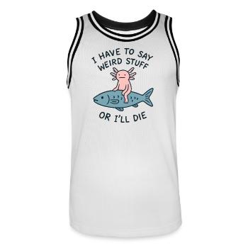 Axolotl Spruch Meme Humor Lustig Geschenkidee - Männer Basketball-Trikot - Weiß/Schwarz - Vorne - AI Model Male 185 dark (185cm)
