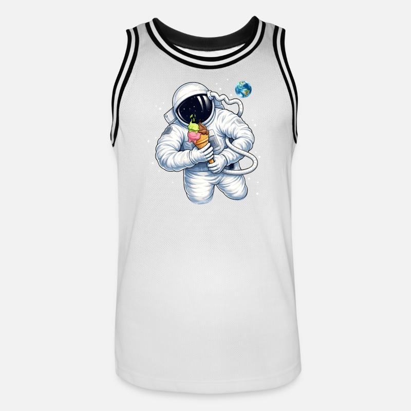 Astronaute avec une glace dans l’espace - Maillot de basket Homme - blanc/noir
