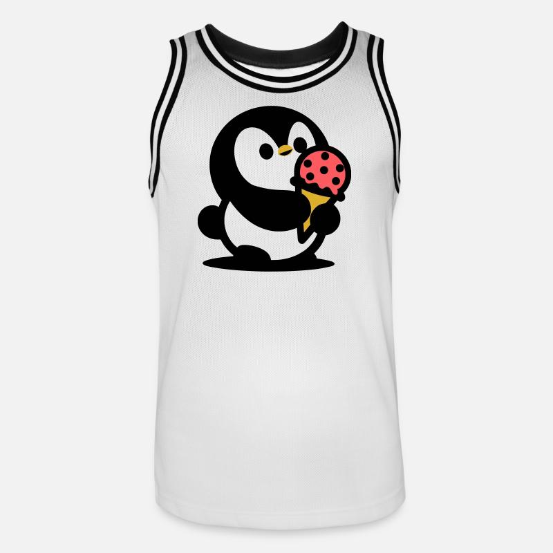 Kleiner Pinguin mit Eis - Männer Basketball-Trikot - Weiß/Schwarz