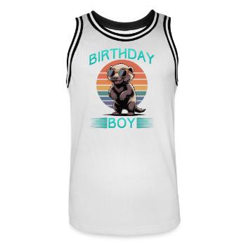 Funny Honey Badger - Männer Basketball-Trikot - Weiß/Schwarz - Vorne - AI Model Male 185 dark (185cm)