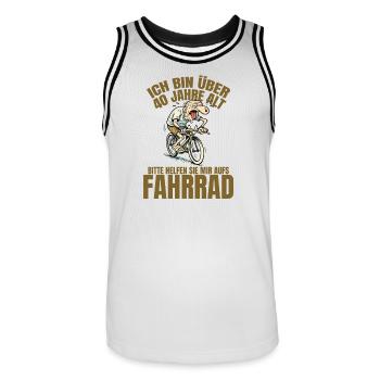 J’ai plus de 40 ans – s’il vous plaît, aidez-moi - Maillot de basket Homme - blanc/noir - Devant - AI Model Male 185 dark (185cm)