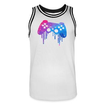 Gaming splash - Männer Basketball-Trikot - Weiß/Schwarz - Vorne - AI Model Male 185 dark (185cm)