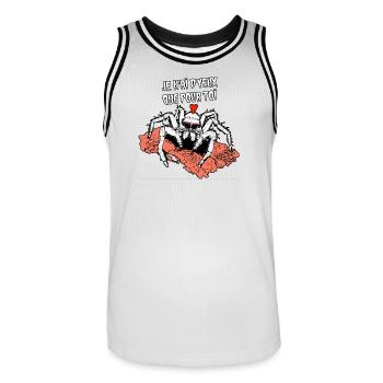 ICH HABE NUR AUGEN FÜR DICH! (Spinne) - Männer Basketball-Trikot - Weiß/Schwarz - Vorne - AI Model Male 185 dark (185cm)
