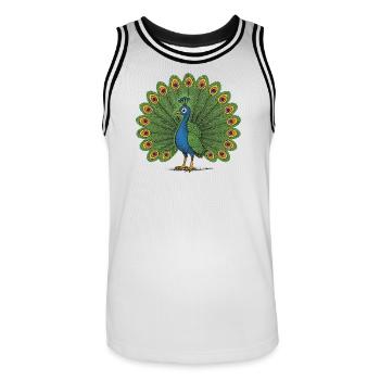 Peacock Colourful Crest - Men's Basketball Jersey - white/black - Front - AI Model Male 185 dark (185cm)