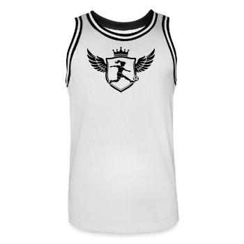 Blason des footballeurs Soccer Girls - Maillot de basket Homme - blanc/noir - Devant - AI Model Male 185 dark (185cm)