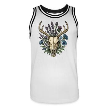 Os de cerf avec couronne de fleurs - Maillot de basket Homme - blanc/noir - Devant - AI Model Male 185 dark (185cm)