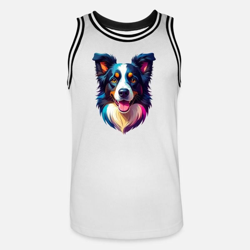 Border Collie - Koszulka koszykarska męska - biały/czarny
