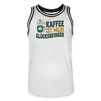 Kaffee ist mein Glücksbringer - Männer Basketball-Trikot - Weiß/Schwarz - Vorne - AI Model Male 185 dark (185cm)