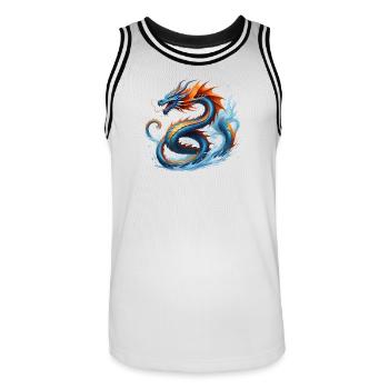 Dragon Blue-Orange Dragonstorm - Men's Basketball Jersey - white/black - Front - AI Model Male 185 dark (185cm)