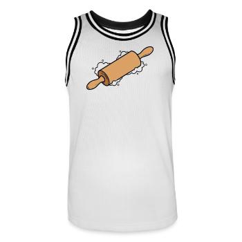 Rolling Pin Rolling Dough Roll Baking - Men's Basketball Jersey - white/black - Front - AI Model Male 185 dark (185cm)