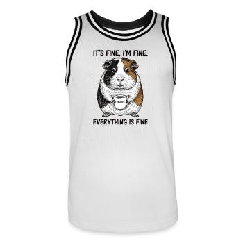 Its Fine Im Fine Kaffee Meerschweinchen - Männer Basketball-Trikot - Weiß/Schwarz - Vorne - AI Model Male 185 dark (185cm)