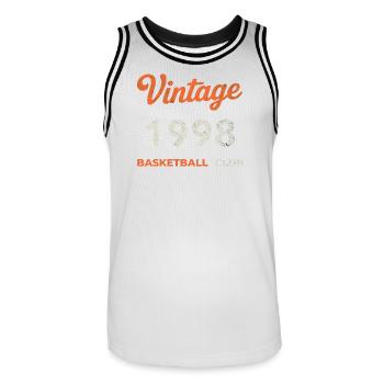Vintage 1998 – Basketball Club Retro Birth Year - Men's Basketball Jersey - white/black - Front - AI Model Male 185 dark (185cm)