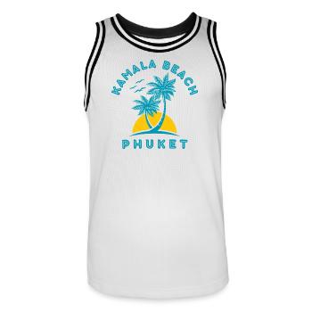 Kamala Beach Phuket Sonnenuntergangspalme - Männer Basketball-Trikot - Weiß/Schwarz - Vorne - AI Model Male 185 dark (185cm)