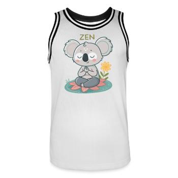 Koala Zen sur Lotus - Maillot de basket Homme - blanc/noir - Devant - AI Model Male 185 dark (185cm)