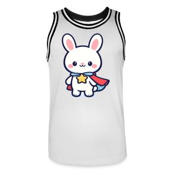 Minihero Bunny – Super Bunny - Men's Basketball Jersey - white/black - Front - AI Model Male 185 dark (185cm)
