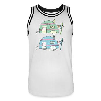 Pastel Caravan Cartoon Duo - Men's Basketball Jersey - white/black - Front - AI Model Male 185 dark (185cm)