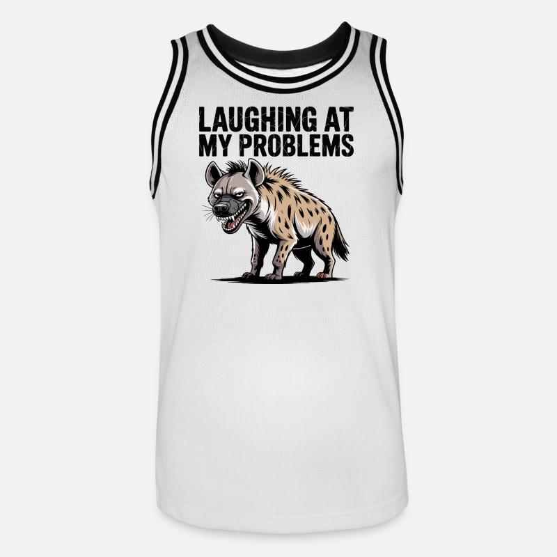 Ridere dei miei problemi Ieena - Maglia da basket per uomo - bianco/nero